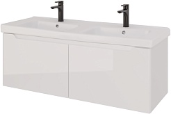 Dreja Мебель для ванной W 125 с зеркальным шкафом подвесная белая – фотография-9